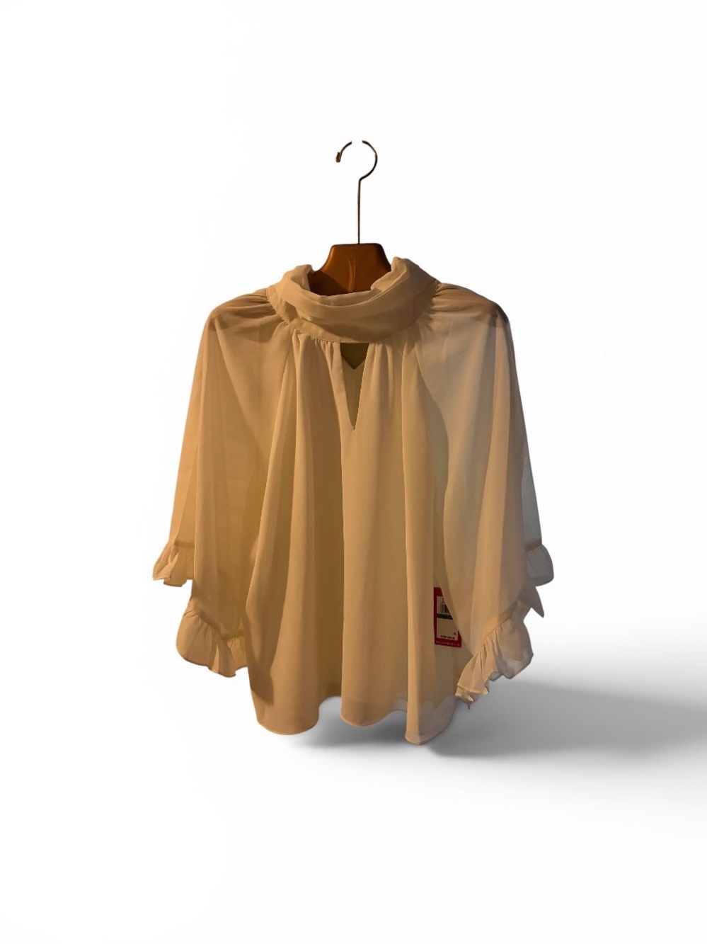 Vince Camuto white Holiday Hues  Ruffle-Neck Chiffon Blouse size Large New